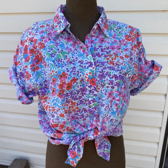 Lightweight Vintage 90s Floral Button Up Shirt - Picture 1 of 9